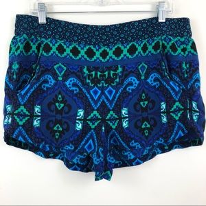 Express Mini Shorts Tribal Print Size Large Blue